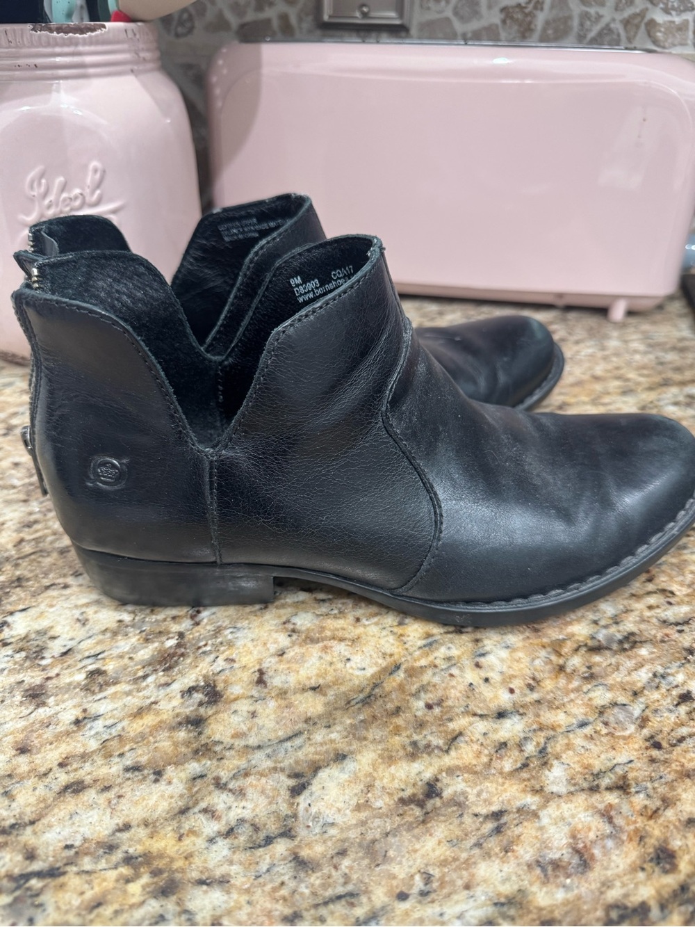 Born Black Leather Ankle Booties
